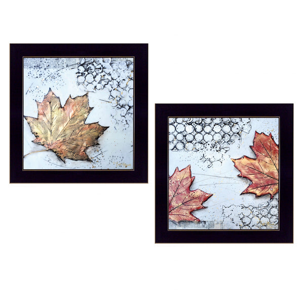 Homeroots Set Of Two Channeling Fall Leaves I And Iii 3 Black Framed Print Wall Art  Paper 407066