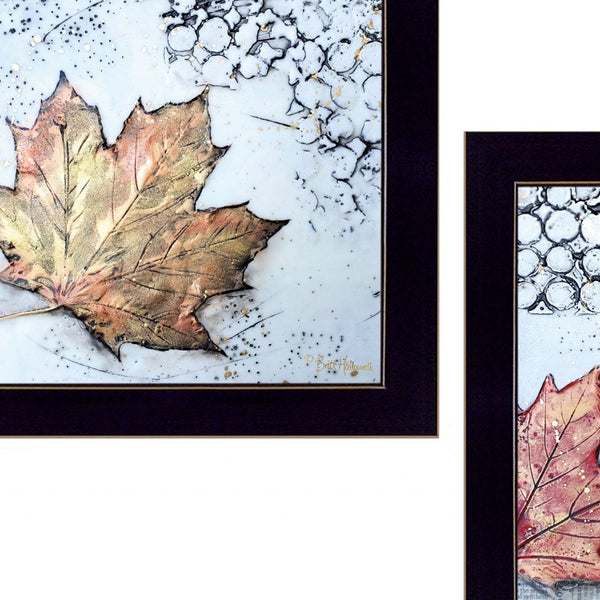 Homeroots Set Of Two Channeling Fall Leaves I And Iii 3 Black Framed Print Wall Art  Paper 407066