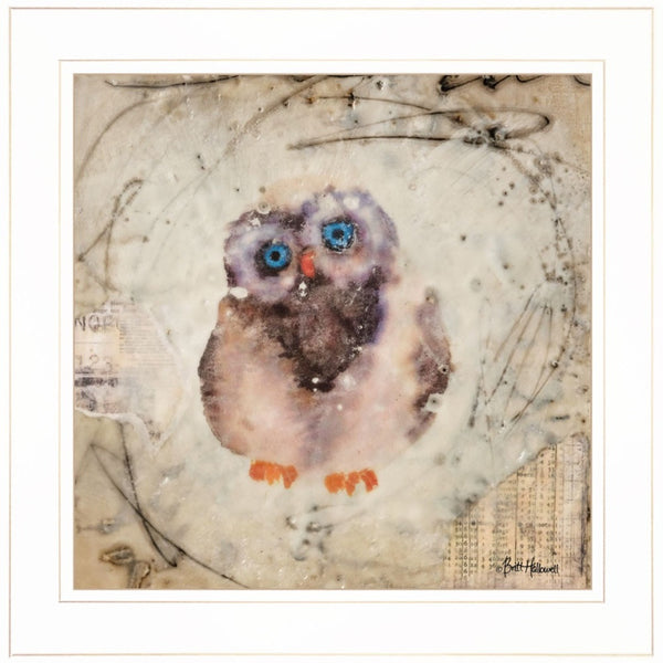 Homeroots Set Of Two Wonder Years Owls 1 White Framed Print Wall Art  Paper 407067