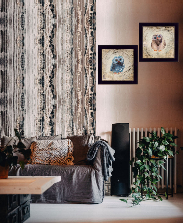 Homeroots Set Of Two Wonder Years Owls Black Framed Print Wall Art  Paper 407069