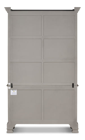 Sarreid Painted Directoire Style Bookcase - Elegant Gold & Grey Finish With 3 Removable Shelves For Storage Grey  40706
