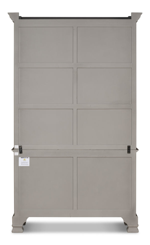 Sarreid Painted Directoire Style Bookcase - Elegant Gold & Grey Finish With 3 Removable Shelves For Storage Grey  40706