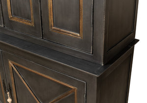 Sarreid Painted Directoire Style Bookcase - Elegant Gold & Grey Finish With 3 Removable Shelves For Storage Grey  40706