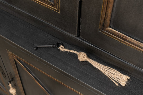 Sarreid Painted Directoire Style Bookcase - Elegant Gold & Grey Finish With 3 Removable Shelves For Storage Grey  40706