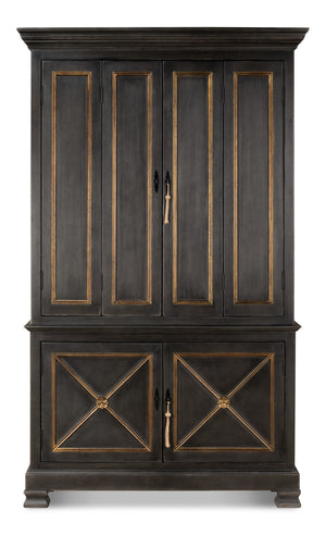 Sarreid Painted Directoire Style Bookcase - Elegant Gold & Grey Finish With 3 Removable Shelves For Storage Grey  40706