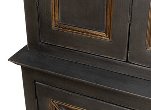 Sarreid Painted Directoire Style Bookcase - Elegant Gold & Grey Finish With 3 Removable Shelves For Storage Grey  40706