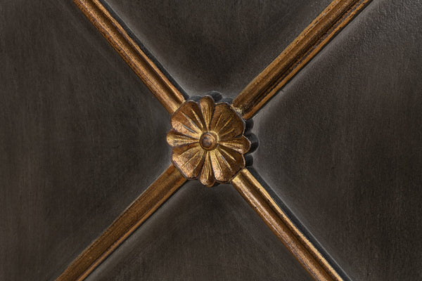 Sarreid Painted Directoire Style Bookcase - Elegant Gold & Grey Finish With 3 Removable Shelves For Storage Grey  40706