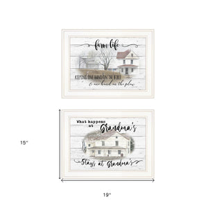 Homeroots Set Of Two Stays At Grandmas 1 White Framed Print Wall Art  Paper 407070