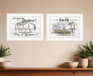 Homeroots Set Of Two Stays At Grandmas 1 White Framed Print Wall Art  Paper 407070