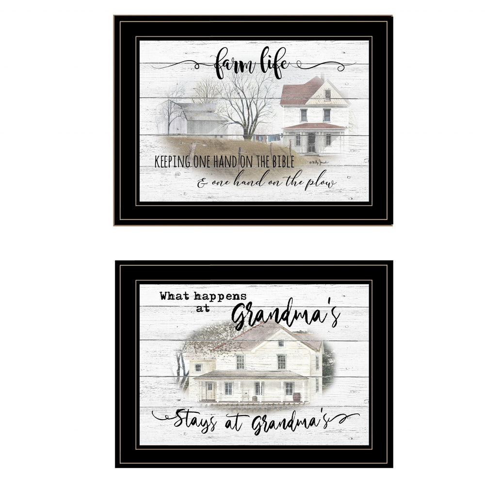 Homeroots Set Of Two Stays At Grandmas 2 Black Framed Print Wall Art  Paper 407071