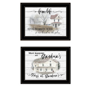 Homeroots Set Of Two Stays At Grandmas 2 Black Framed Print Wall Art  Paper 407071