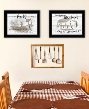 Homeroots Set Of Two Stays At Grandmas 2 Black Framed Print Wall Art  Paper 407071