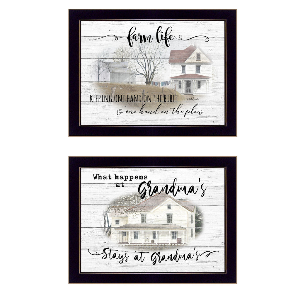 Homeroots Set Of Two Stays At Grandmas Black Framed Print Wall Art  Paper 407072