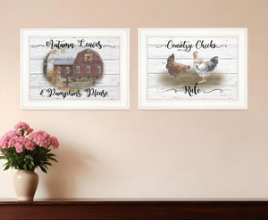 HomeRoots Set of Two Charming Country Living Framed Prints - Rustic Wall Art for Farmhouse & Modern Decor 407073