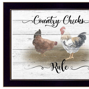 HomeRoots Set of Two Country Living Black Framed Print Wall Art - Charming Rustic Decor for Any Room 407075