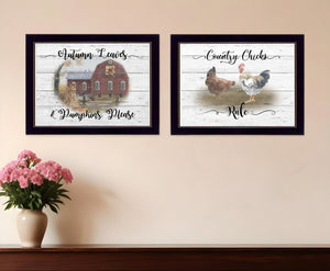 HomeRoots Set of Two Country Living Black Framed Print Wall Art - Charming Rustic Decor for Any Room 407075