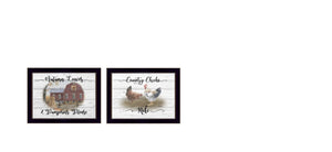 HomeRoots Set of Two Country Living Black Framed Print Wall Art - Charming Rustic Decor for Any Room 407075