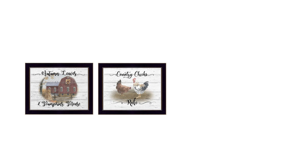 HomeRoots Set of Two Country Living Black Framed Print Wall Art - Charming Rustic Decor for Any Room 407075