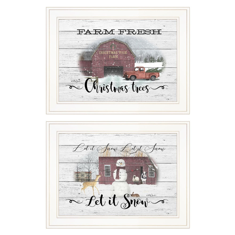 HomeRoots Set of Two Farmhouse Christmas Framed Prints - Rustic Wall Art for Cozy Holiday Decor Style 407076