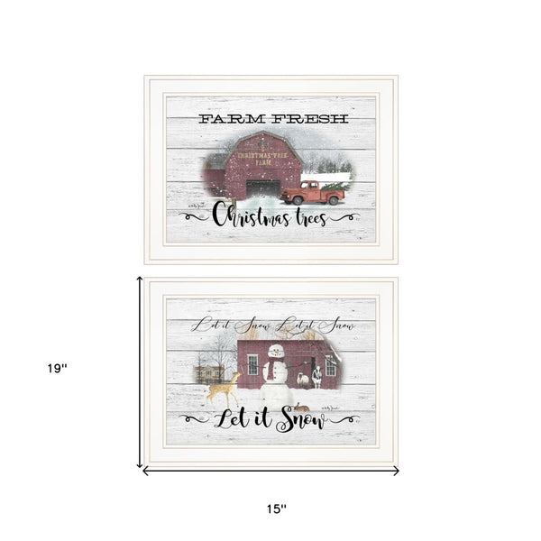 HomeRoots Set of Two Farmhouse Christmas Framed Prints - Rustic Wall Art for Cozy Holiday Decor Style 407076