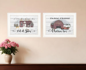 HomeRoots Set of Two Farmhouse Christmas Framed Prints - Rustic Wall Art for Cozy Holiday Decor Style 407076