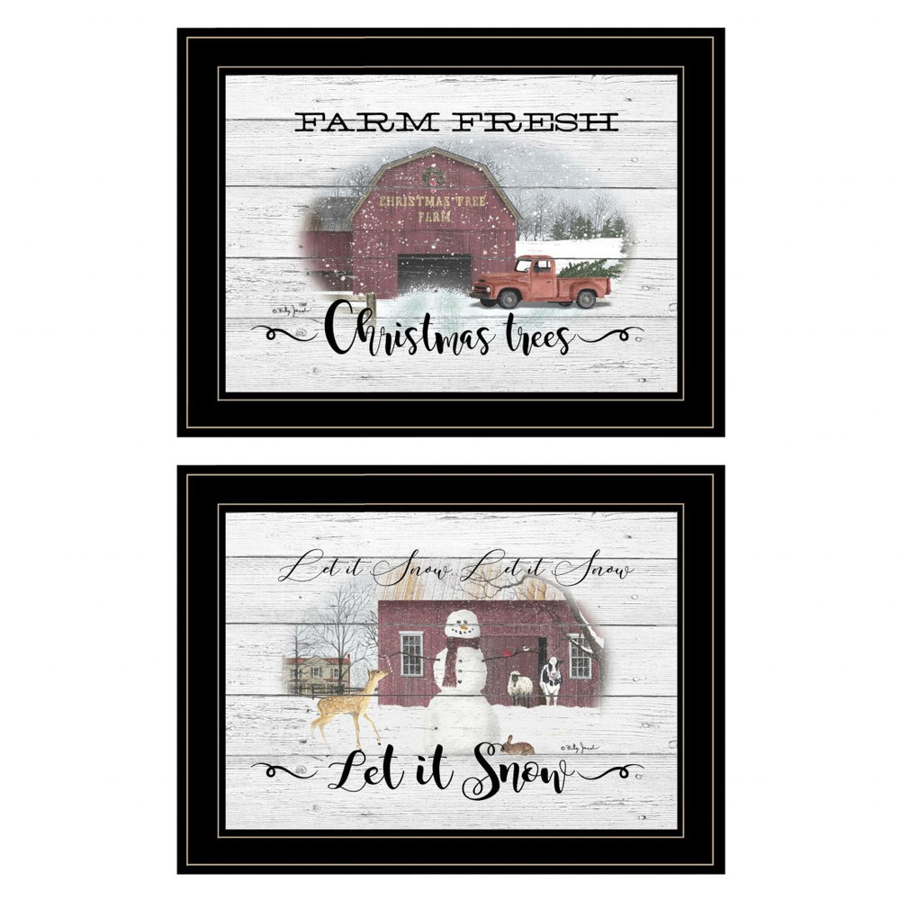 HomeRoots Set of Two Farmhouse Christmas Framed Prints – Rustic Holiday Wall Art for Festive Home Decor 407077
