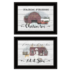 HomeRoots Set of Two Farmhouse Christmas Framed Prints – Rustic Holiday Wall Art for Festive Home Decor 407077