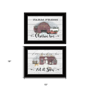 HomeRoots Set of Two Farmhouse Christmas Framed Prints – Rustic Holiday Wall Art for Festive Home Decor 407077