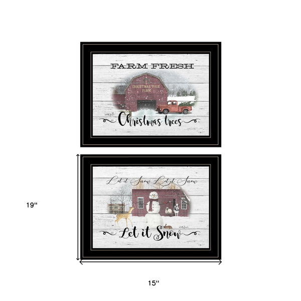 HomeRoots Set of Two Farmhouse Christmas Framed Prints – Rustic Holiday Wall Art for Festive Home Decor 407077