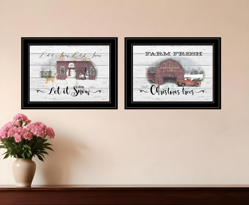 HomeRoots Set of Two Farmhouse Christmas Framed Prints – Rustic Holiday Wall Art for Festive Home Decor 407077