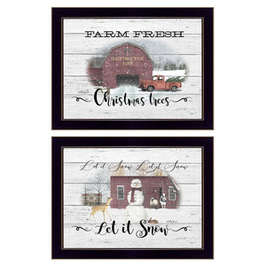 HomeRoots Set of Two Farmhouse Christmas Framed Art Prints – Rustic Holiday Decor for Timeless Home Style 407078