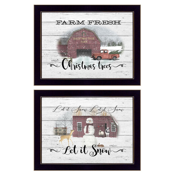 HomeRoots Set of Two Farmhouse Christmas Framed Art Prints – Rustic Holiday Decor for Timeless Home Style 407078