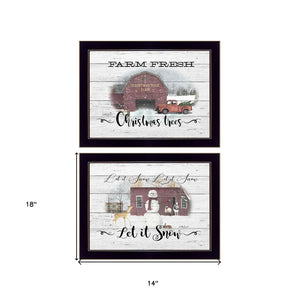 HomeRoots Set of Two Farmhouse Christmas Framed Art Prints – Rustic Holiday Decor for Timeless Home Style 407078