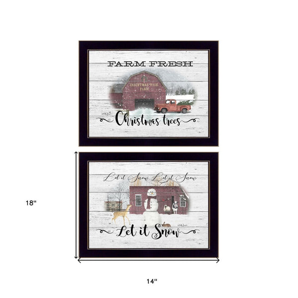 HomeRoots Set of Two Farmhouse Christmas Framed Art Prints – Rustic Holiday Decor for Timeless Home Style 407078