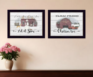 HomeRoots Set of Two Farmhouse Christmas Framed Art Prints – Rustic Holiday Decor for Timeless Home Style 407078