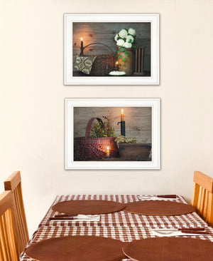 HomeRoots Set of Two Rustic Country Candlelight Framed Prints for Cozy Home Décor & Easy Wall Styling 407088