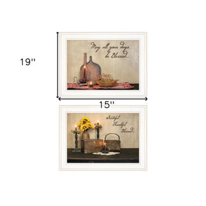 Homeroots Set Of Two Twice Blessed 1 White Framed Print Wall Art  Paper 407090
