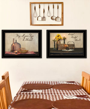 Homeroots Set Of Two Twice Blessed 2 Black Framed Print Wall Art  Paper 407091