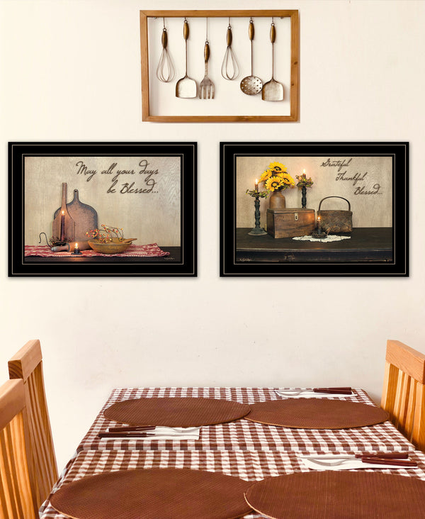 Homeroots Set Of Two Twice Blessed 2 Black Framed Print Wall Art  Paper 407091