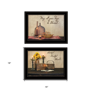 Homeroots Set Of Two Twice Blessed 2 Black Framed Print Wall Art  Paper 407091