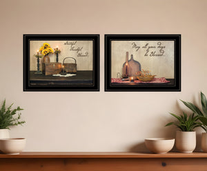 Homeroots Set Of Two Twice Blessed 2 Black Framed Print Wall Art  Paper 407091