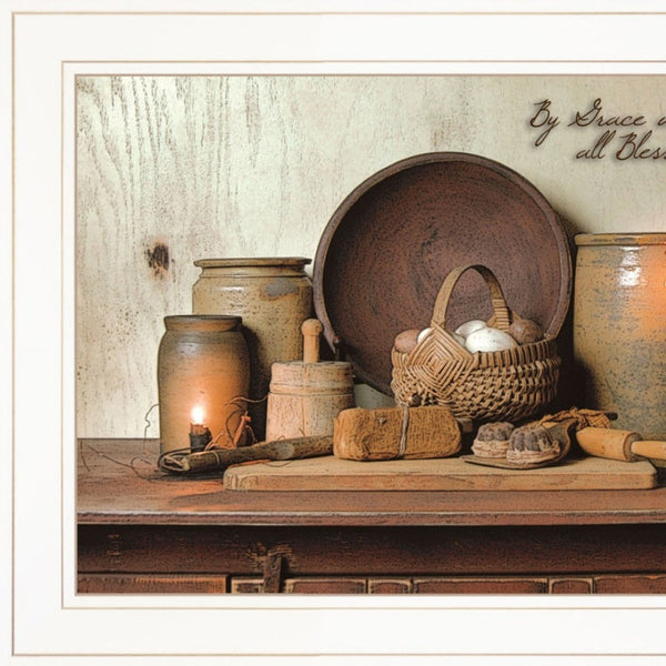 HomeRoots Set of Two By Grace 1 Elegant White Framed Kitchen Wall Art Prints for Stylish Home Décor 407092