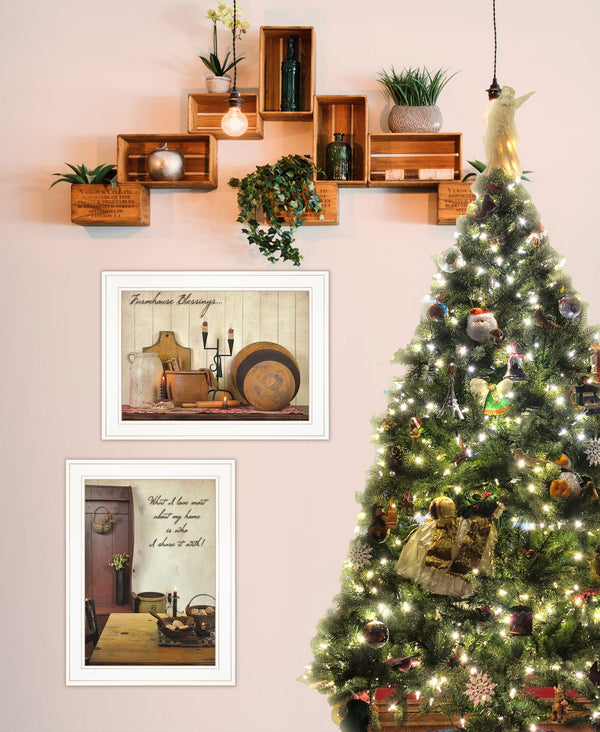 Homeroots Set Of Two What I Love Most 1 White Framed Print Kitchen Wall Art  Paper 407094