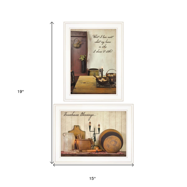 Homeroots Set Of Two What I Love Most 1 White Framed Print Kitchen Wall Art  Paper 407094