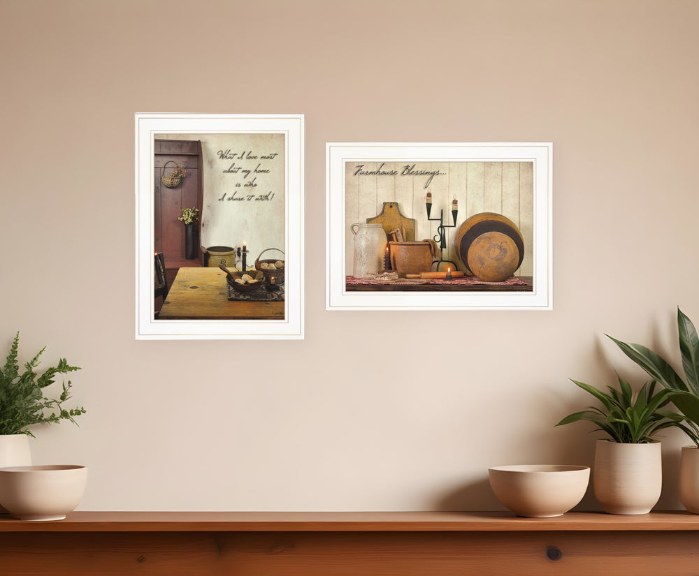 Homeroots Set Of Two What I Love Most 1 White Framed Print Kitchen Wall Art  Paper 407094