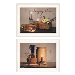 Homeroots Set Of Two Amazing Grace 5 White Framed Print Kitchen Wall Art  Paper 407096