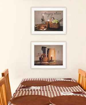Homeroots Set Of Two Amazing Grace 5 White Framed Print Kitchen Wall Art  Paper 407096