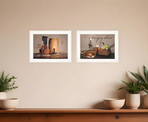 Homeroots Set Of Two Amazing Grace 5 White Framed Print Kitchen Wall Art  Paper 407096