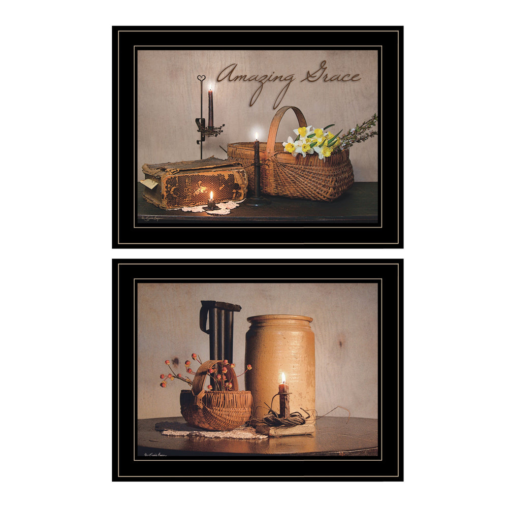 Homeroots Set Of Two Amazing Grace 6 Black Framed Print Kitchen Wall Art  Paper 407097