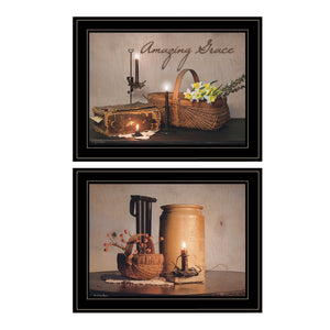 Homeroots Set Of Two Amazing Grace 6 Black Framed Print Kitchen Wall Art  Paper 407097